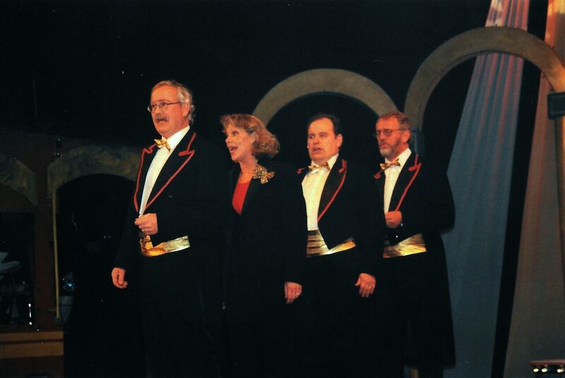Fil:Lars Bergström , Birgit Wallouch , Tommy Engström , Jörgen Torehammar - X25 Thespis Jubileumsrevy.jpg